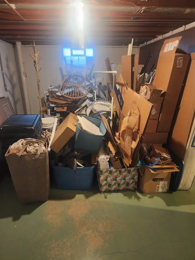 Roll-off dumpster container at job site for 8 Yard Dumpster Rental in Platte City